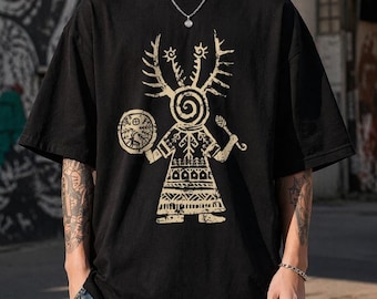 Camiseta retro con tótem de arte rock, top inspirado en el rock clásico, camiseta vintage de los años 70 estilo streetwear Y2K, camiseta estampada