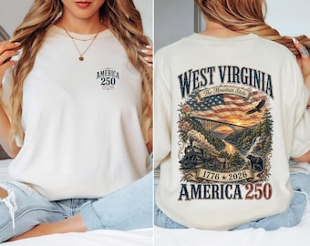 West Virginia America 250 Shirt, Comfort Colors 1776 2026 Tee, Vintage West Virginia Shirt, Patriotic USA Graphic Tee, Mountain State Shirt
