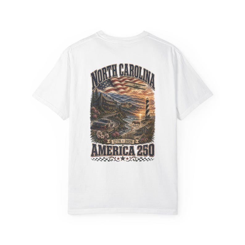 North Carolina America 250 Comfort Colors Shirt | 1776-2026 Patriotic NC Tee | Vintage Outer Banks Americana Graphic Shirt image 15