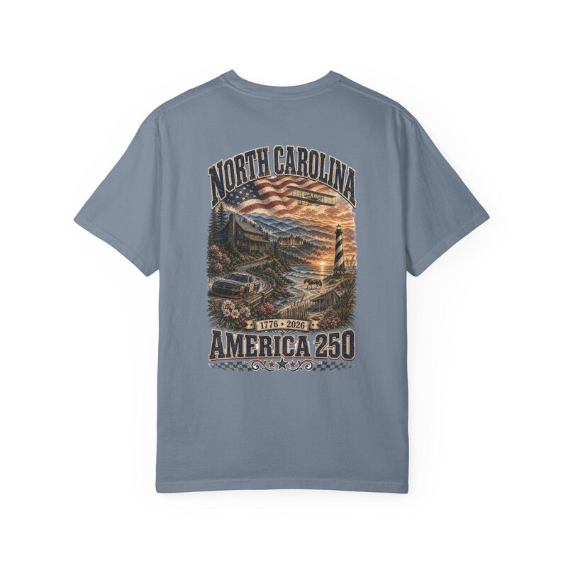 North Carolina America 250 Comfort Colors Shirt | 1776-2026 Patriotic NC Tee | Vintage Outer Banks Americana Graphic Shirt image 13