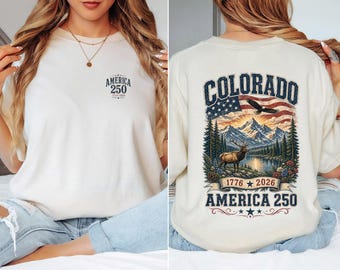 Colorado America 250 Comfort Colors Shirt | 1776-2026 Patriotic Oversized Tee | Vintage Mountain Americana Fourth of July Shirt