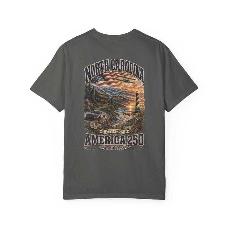 North Carolina America 250 Comfort Colors Shirt | 1776-2026 Patriotic NC Tee | Vintage Outer Banks Americana Graphic Shirt image 12