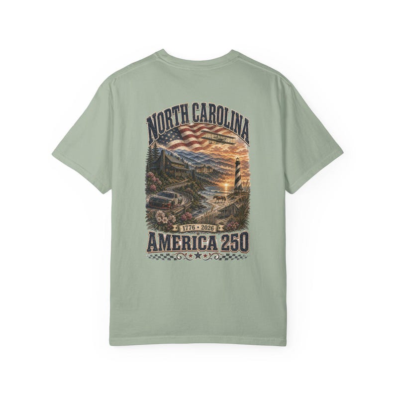 North Carolina America 250 Comfort Colors Shirt | 1776-2026 Patriotic NC Tee | Vintage Outer Banks Americana Graphic Shirt image 14