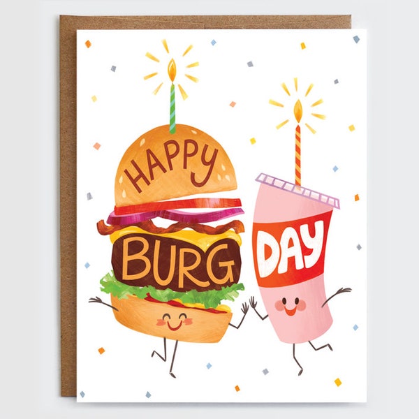 Burger Birthday Card- Punny Birthday Card | Cheeseburger Card | Fast Food Card | Food Birthday Card | Pun Birthday Card | Burger Lover