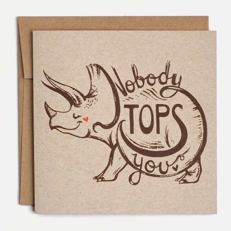 Dinosaur Valentines Day Card Dinosaur Card Triceratops Love Card Dinosaur Anniversary Dinosaur Lover image 1