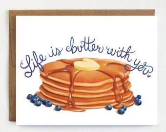 Breakfast Love Card - Valentine Card | Anniversary Card | Pancake Card | Butter with You | Better with You | Love Card | Friendship Card