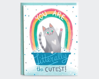 Literally the Cutest - Cat Love Card | Kitty Valentine's Day Card | Cat Anniversary Card | Cat Valentine Card