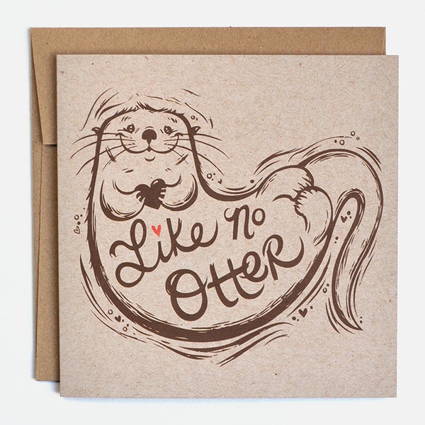 Otter Valentines Card - Otter Card | Otter Anniversary Card | Otter Love Card | Animal Valentine Card