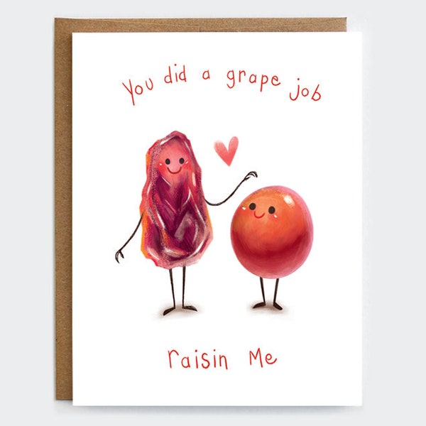 Drôle de carte de fête des pères - Grape Job Raisin Me | Carte de fête des pères mignonne | Merci Papa Carte | Carte pour papa | Carte de fête des pères Punny