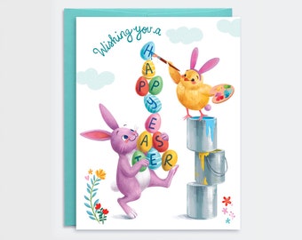 Easter Card - Happy Easter Card | Easter Bunny Card | Easter Eggs Card | Easter Chick Card | Easter Basket Stuffer