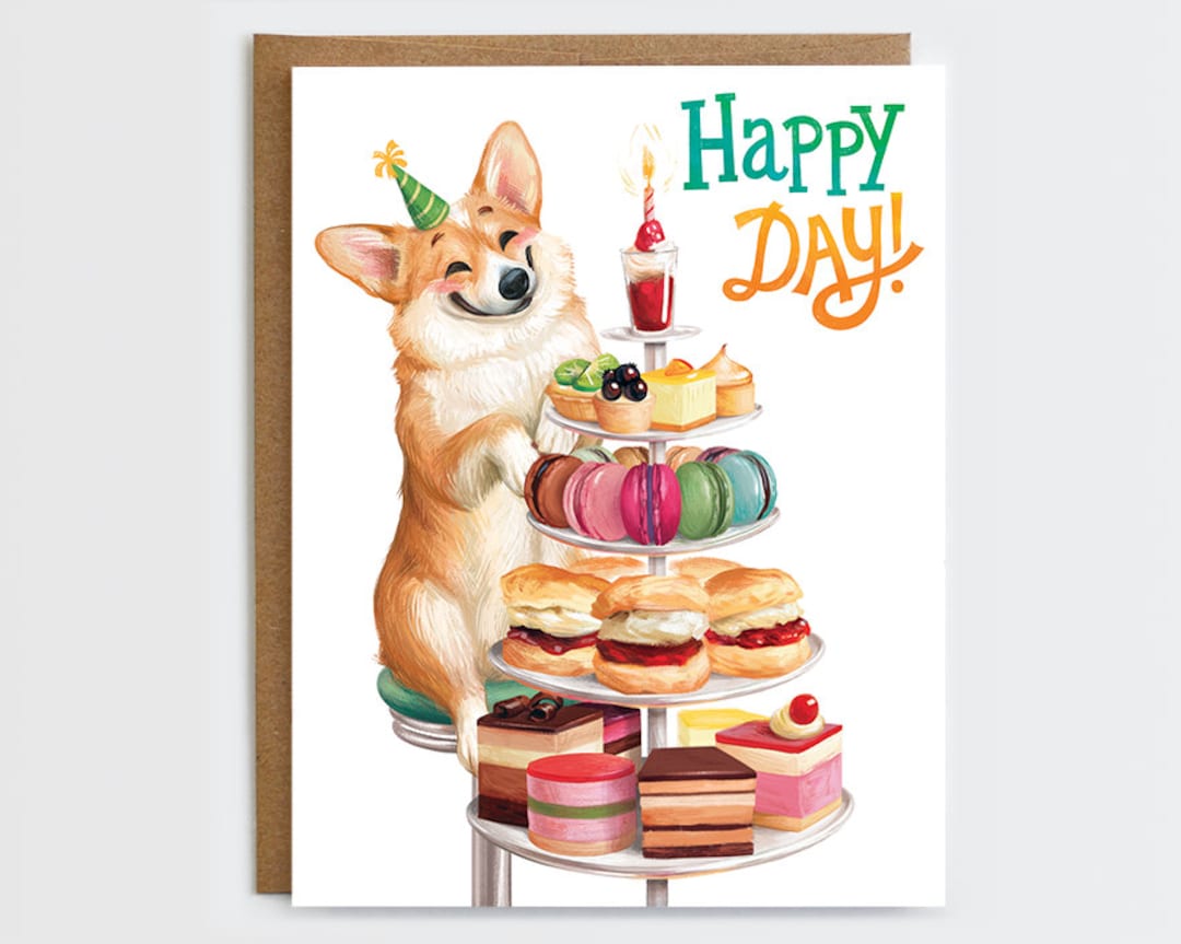 Corgi Birthday Card Corgi Card Dog Birthday Card Happy Birthday Card
