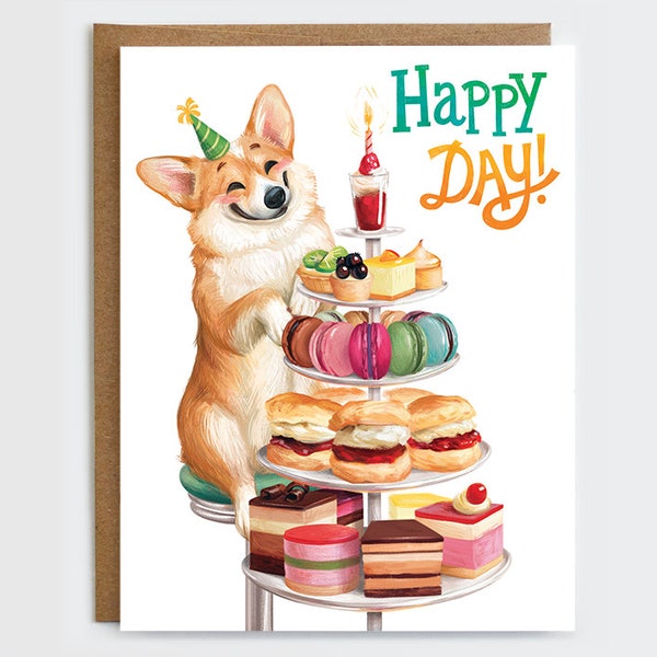 Corgi Birthday Card -  Corgi Card | Dog Birthday Card | Happy Birthday Card | Dog Card | Corgi Lover Card