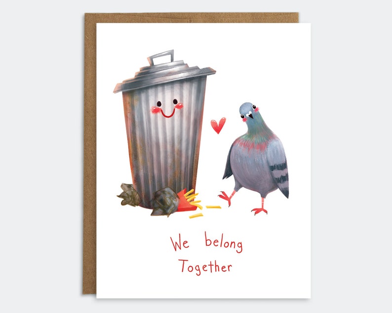 Funny Pigeon Love Card We Belong Together Anniversary Card Valentines Day Card Friendship Card image 1