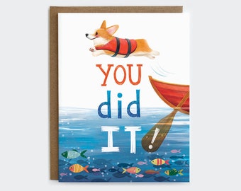 Corgi Congrats Card - You Did It Card | Congrats Card | Corgi Congratulations Card