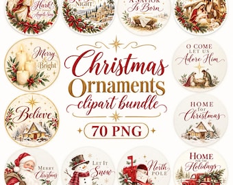 Vintage christelijke kerstornamenten PNG-bundel, aquarel kerststal, geloofsdecoratie voor de feestdagen, kerstversiering, feestelijke ornamentencollectie