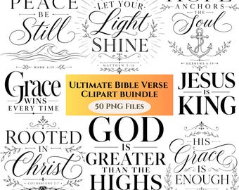 Bundel met christelijke typografie, SVG-bestanden met bijbelverzen en positieve zinnen, SVG-bestanden met bijbelcitaten, set met inspirerende citaten in zwart-wit