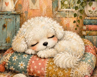 Vintage speelse honden digitale kunst: shabby chic, junk journal stijl (20 PNG)