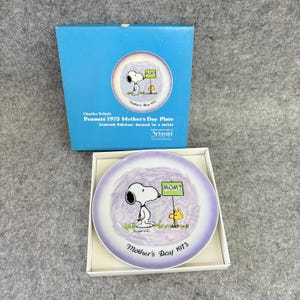 Schmid Peanuts 1973 Mothers Day Plate Limited Edition Snoopy Woodstock Box