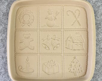 Brown Bag Cookie Art 1992 Hill Design Christmas Shortbread Mold, Vintage Baking Pan