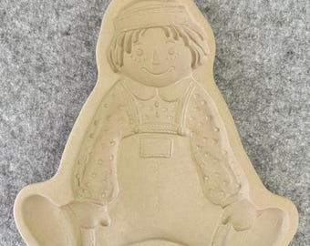 Brown Bag Cookie Art 1986 Hill Design Rag Doll Shortbread Mold, Vintage Baking Pan