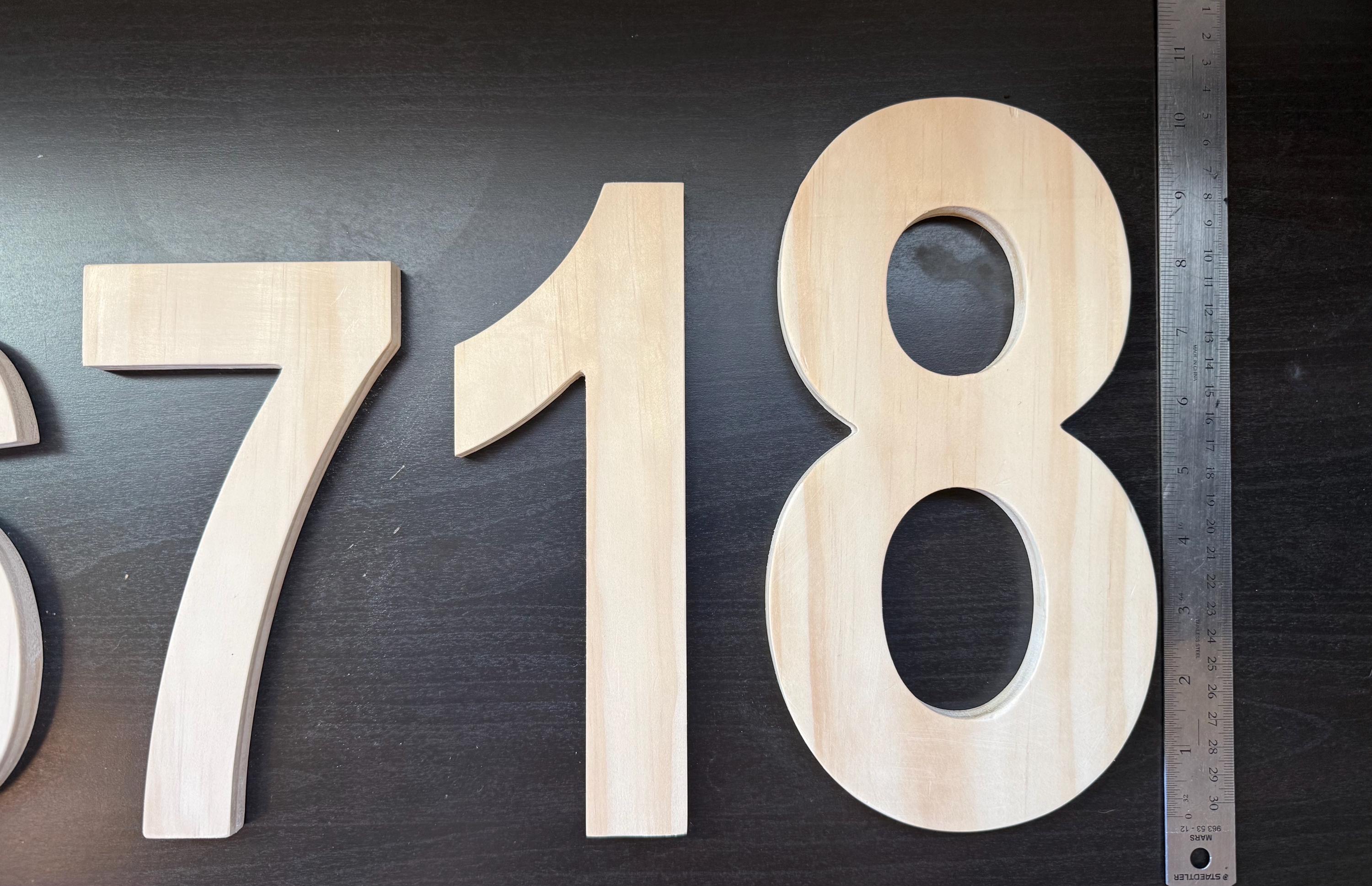 Full Set 0-9 Wooden Numbers - Custom Sizes 3-10 Inches - Radiata Pine ...