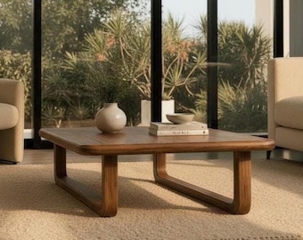 Handmade Solid Wood Coffee Table, Walnut Ash Oak Chestnut, Unique Grain, Luxury Modern Design