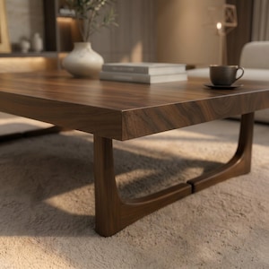 Massiver Nussbaum Couchtisch, Wohnzimmer Couchtisch, Holzkunst Möbel Bild 5