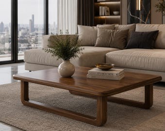 Handcrafted Solid Hardwood Coffee Table, Walnut Oak Chestnut Coffee Tables, Modern Minimalist Furniture