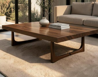 Handmade Solid Wood Coffee Table, Walnut Ash Oak Chestnut, Unique Grain, Luxury Modern Design