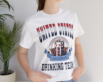 4 juli T-shirt, United States Drinking Team-T-shirt, shirt ongeslagen sinds 1776 | Patriottische vlag, biershirt 4 juli, 250 jaar Amerika