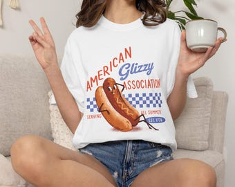 4 juli-shirt, Amerikaans Glizzy 1776-T-shirt, Association Hotdog-T-shirt, de hele zomer verkrijgbaar | Patriottisch grappig T-shirt, Amerika 250 jaar