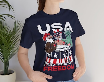 4 juli T-shirt, VS 250 Years of Freedom T-shirt, Freedom Tub Party-shirt, | Patriottische adelaar, Uncle Sam, Vrijheidsbeeldshirt
