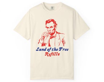 T-shirt Land of the Free Refills, shirt 4 juli | Patriottisch frisdrankontwerp, grappig bier