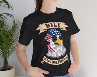 4 juli-T-shirt, T-shirt Dude I Love Freedom, Amerikaans bandana-shirt Eagle | Cool Eagle Patriotic T-shirt, 250 jaar Amerika