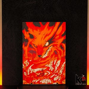 Quadro 3D Kurama Kyūbi Naruto, Stampa Anime HueForge, Decorazione Murale Manga in Rilievo, Regalo Volpe a Nove Code, KI Creation