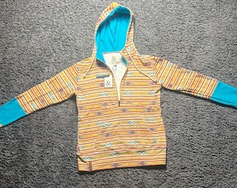 Bluza z kapturem Ampersand Avenue Aztec Southwestern Half Zip damska, rozmiar M, turkusowa