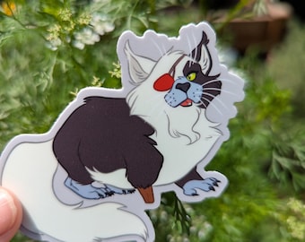 Pegatina de vinilo del gato pirata de El último unicornio - Arte fantástico