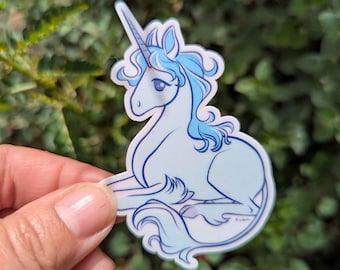 Pegatina de vinilo de Amaltea, el último unicornio - Arte fantástico