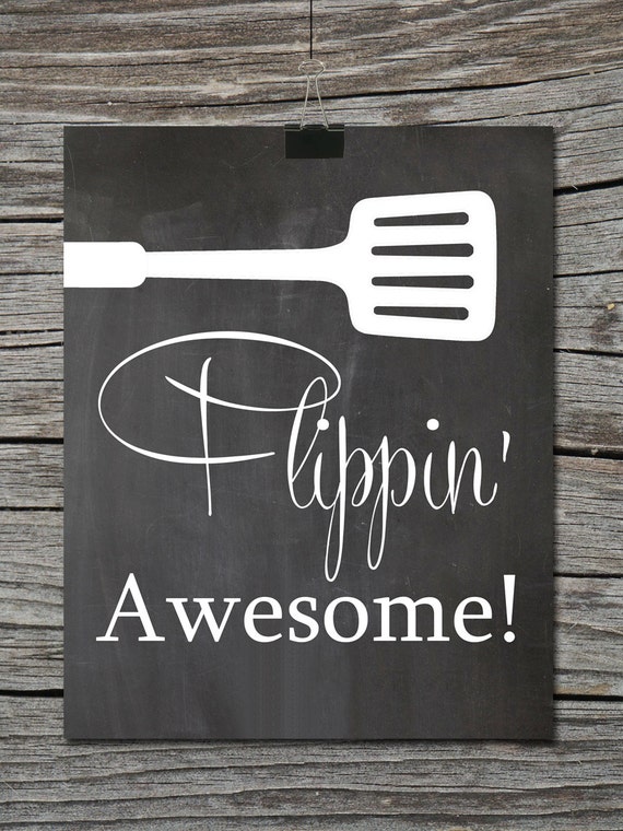 Kitchen Quote Chalkboard Poster Spatula Flipping Etsy