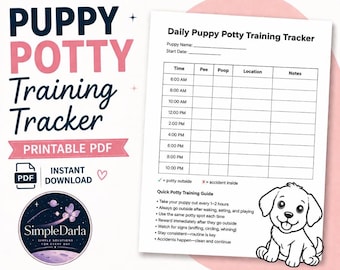 Puppy Potty Training Tracker Printable | Schedule PDF | Daily Pet Routine Chart | Instant Download