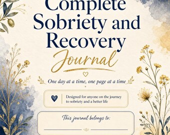 Diario de sobriedad imprimible / Planificador de recuperación de 28 páginas / Rastreador de AA y NA, registro de antojos, seguimiento de hitos, vida sobria / Descarga instantánea en PDF