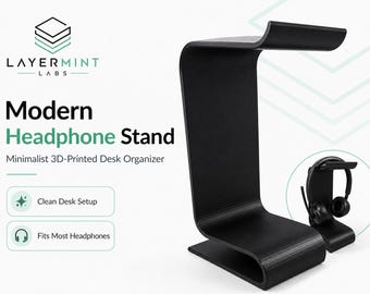 Moderner 3D gedruckter Kopfhörerständer | Minimalistischer Schreibtisch Organizer Halter