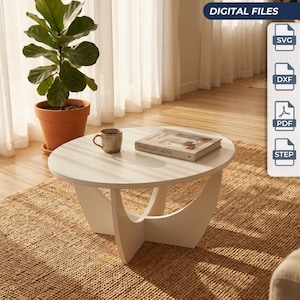 15 mm CNC-filer för soffbord i 50-talsmodernt format | CNC-fräsritningar för plywood | Möbeldesign i platt paket | Digital nedladdning DXF SVG steg-pdf