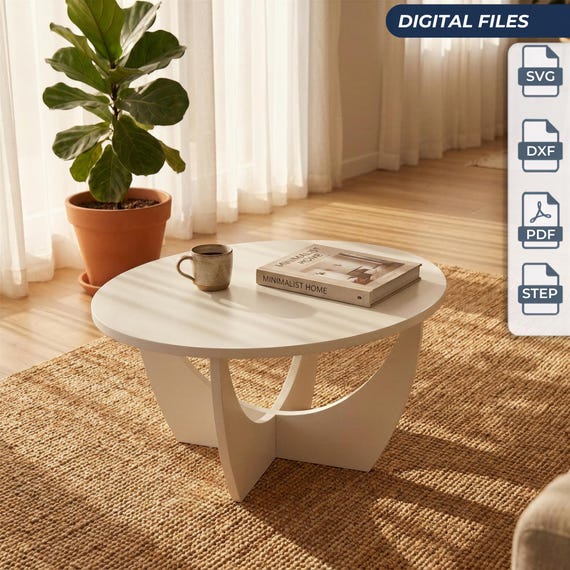 Mid Century Modern Coffee Table CNC Files | 18mm Plywood cnc Router Plans |Flat Pack Furniture Design | Digital Download DXF SVG step pdf
