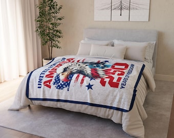 USA Eagle 250 Jahre Freiheit Fleecedecke | Vaterländische Flagge Design