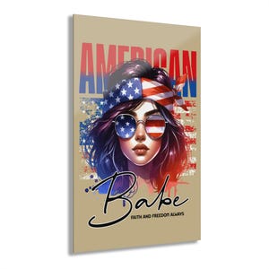 American Babe artwork Acrylic Print | Patriotic Flag Portrait