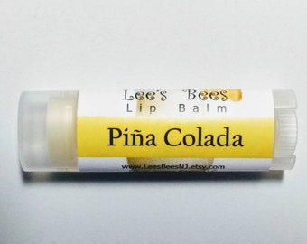 Lip Balm - Pina Colada, One Tube of All Natural Beeswax Chapstick Lip Salve by the Beekeeper