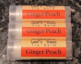 Lip Balm - Ginger Peach, One Tube of Beeswax Lip Salve Chapstick from the Beekeeper