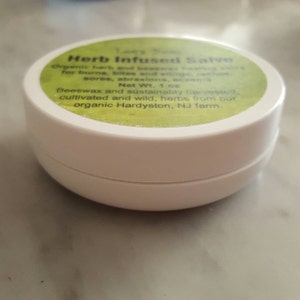 Herbal Rescue Green Salve Ointment 1 Oz. Widemouth Jar Comfrey Calendula Plantain Yarrow Thyme Lavender Beekeeper image 4