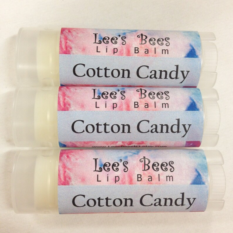 Cotton Candy Floss Flavored Lip Balm, One Tube of All Natural Beeswax